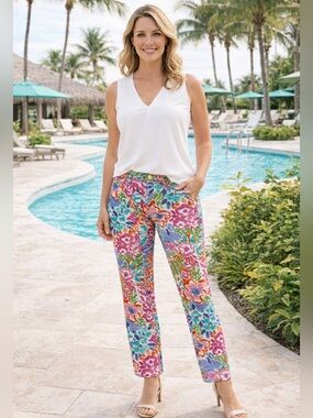 Lauren Ralph Lauren Floral Stretch Cropped Pants Resort Vacation Cruise